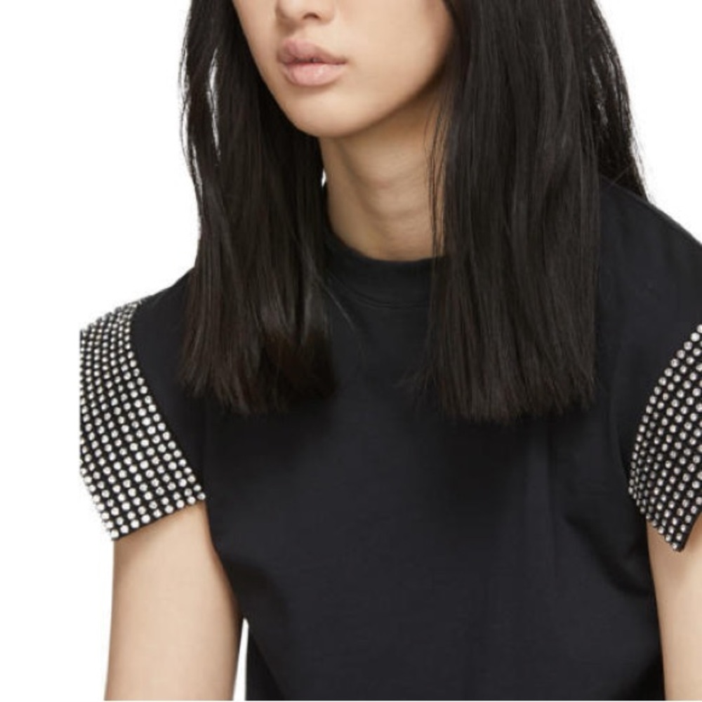 Chic Black Top with Embellished Sleeves - Picture 6 of 6